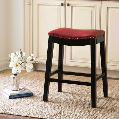 Chapin Leather Bar Stool - Red