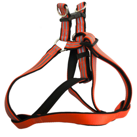 Medium - Master Paws® Adjustable Step-In Orange Reflective Dog Harness