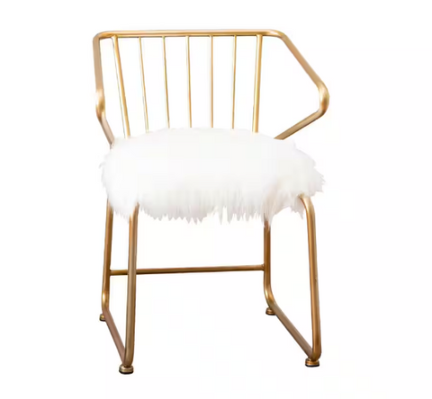 Gold and Faux Fur Dining Chair - Jeneva