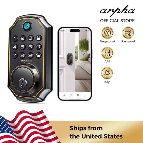 Arpha D280 Keyless Entry Door Lock 5-in-1 Smart Fingerprint Deadbolt with Keypad Electronic Deadbolt Auto-Lock One Touch Lock