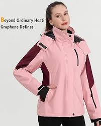 Small - Wulcea 3-in-1 Graphene Heated Jacket For Women 12V 18400mAh Fast Charge With Large Capacity