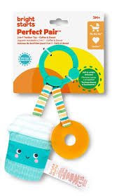 Coffee and Donut Bright Starts Perfect Pair 2-in-1 Teether Toy