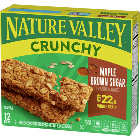 Nature Valley Crunchy Granola Bars, Maple Brown Sugar, 12 Bars, 8.9 OZ (6 Pouches)