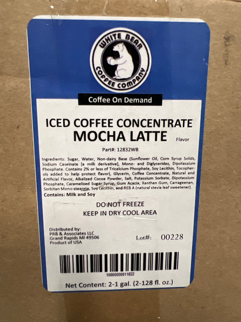 White Bear Iced Coffee Concentrate (TWO - Gallon bags)