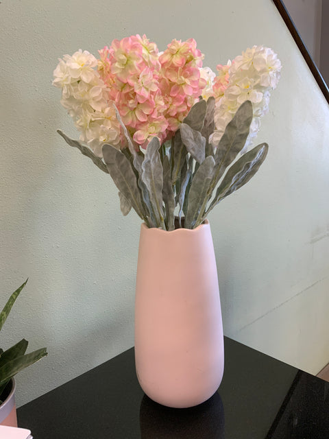 Tall Pink Vase Spring Flowers