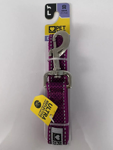 Large - Reflective Hot Purple Pet Zone Reflective Dog Leash. Up to 90lbs.