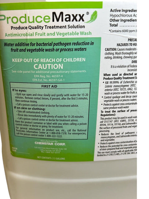 PRODUCE MAXX Antimicrobial FRUIT & VEGETABLE WASH 2.5 GALLONS