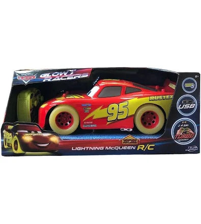 Jada Toys Disney Lightning McQueen Glow Racers R/C Toy Car