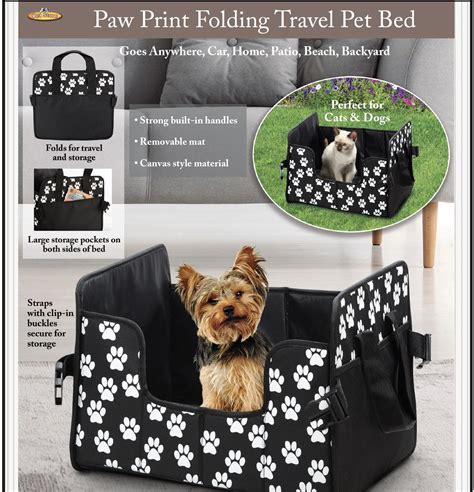 Etna Products Paw Print Folding Travel Cat and Dog Bed HomeLife