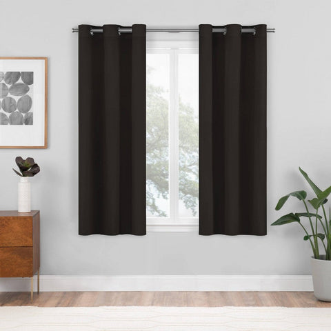2pk 37"x84" Blackout Shadow Window Curtain Panels Black - Eclipse