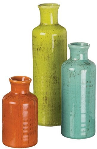 Green, blue, and orange large vase Set of 3 - S12 - HomeLife