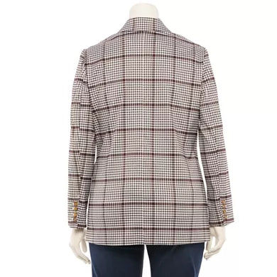 4XL - Plus Size EVRI Plaid Double-Breasted Boyfriend Blazer - HomeLife