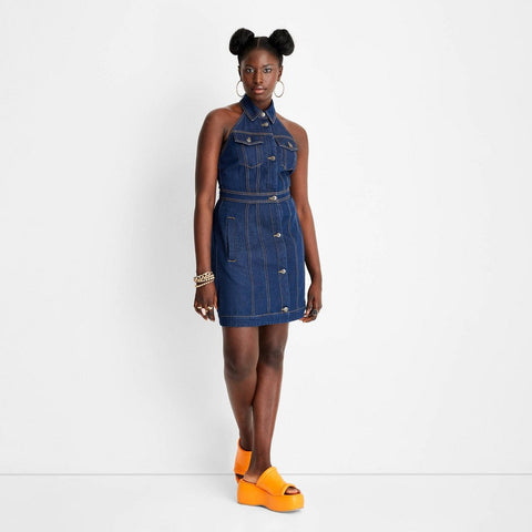 Size 6 - Women's Collared Denim Mini Dress - Future Collective™ with Alani Noelle Blue - HomeLife