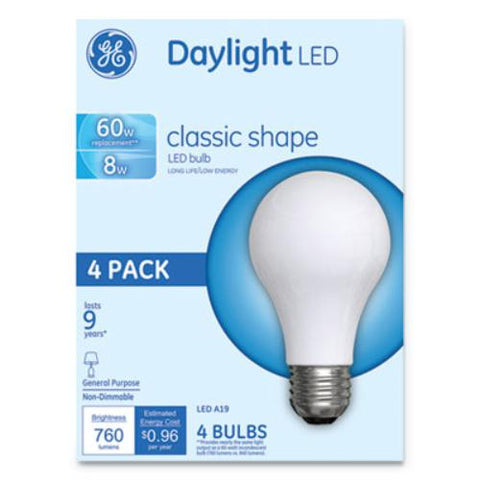 Classic LED Daylight Non-Dim A19 Light Bulb, 8 W, 4/Pack - HomeLife