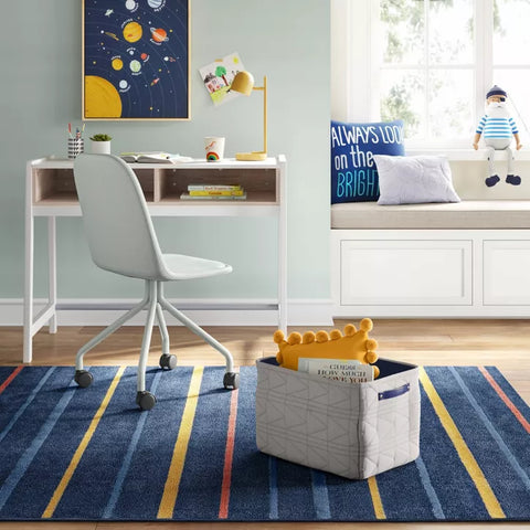 5'x7' Striped Kids' Rug Navy Blue - Pillowfort - HomeLife