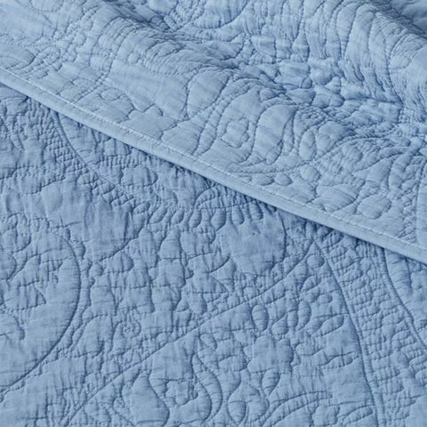 KING - Garment Washed Paisley Stitch Quilt Blue - Threshold - HomeLife
