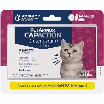 PETARMOR CAPACTION Fast-Acting Oral Flea Treatment for Cats 2-25 Lbs 6 Count 11.4 Mg - HomeLife