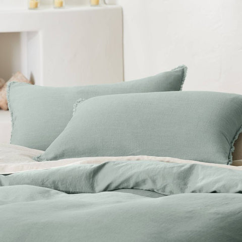 King Heavyweight Linen Blend Comforter Sham Sage Green - Casaluna™ - HomeLife