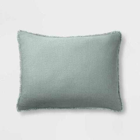 King Heavyweight Linen Blend Comforter Sham Sage Green - Casaluna™ - HomeLife