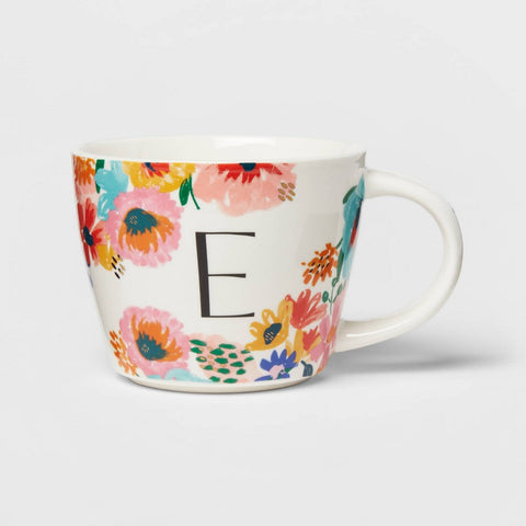 16oz Stoneware Monogram Floral Mug E - Opalhouse™ - HomeLife