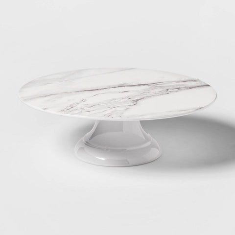 12" Melamine Marble Print Cake Stand White - Threshold™ - HomeLife