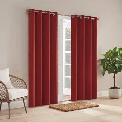 1 Pc. - Red Solid Polyester 52 in. W X 84 in. L Light Filtering Single Outdoor Grommet Panel - Waverly Hampton - HomeLife