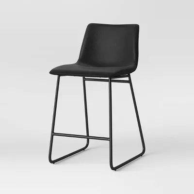 Bowden Upholstered Molded Faux Leather Counter Height Barstool Black - Project 62 - HomeLife