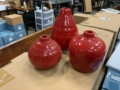 Small Red Vase Set of 3 - S9 - HomeLife