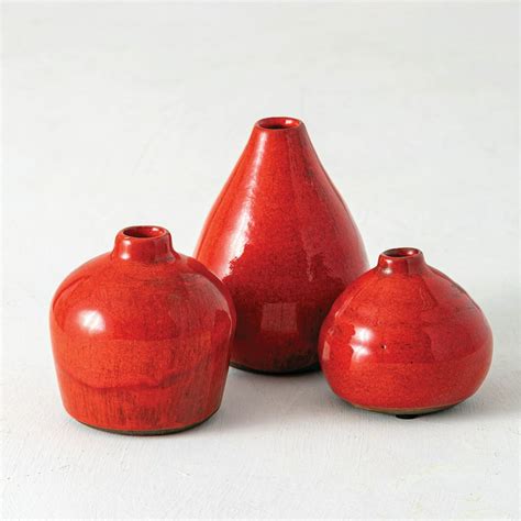 Small Red Vase Set of 3 - S9 - HomeLife